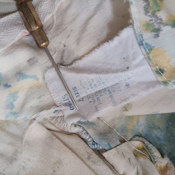 Girls 7 True Vintage Boho Peasant Floral Lace Puff Sleeve Dress Tie-Back 1970's - Picture 9 of 9